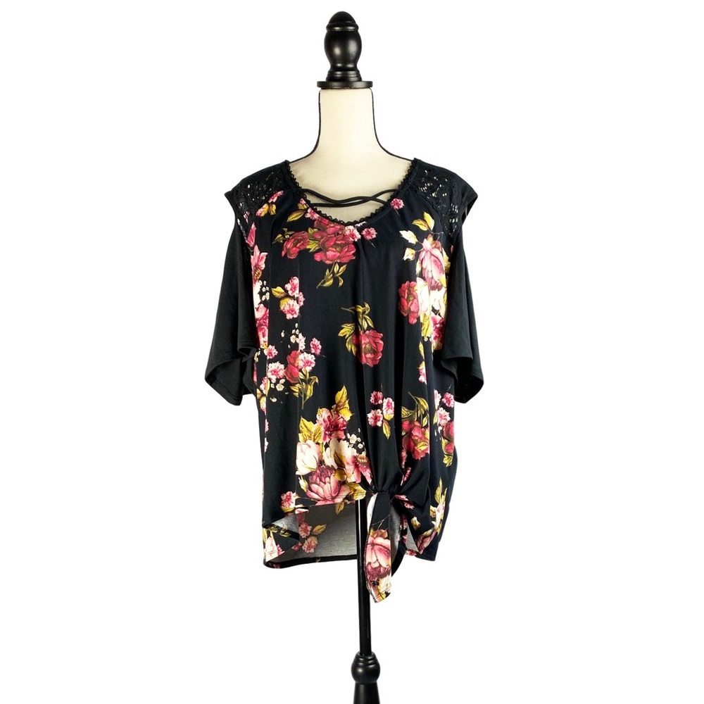 Black floral blouse